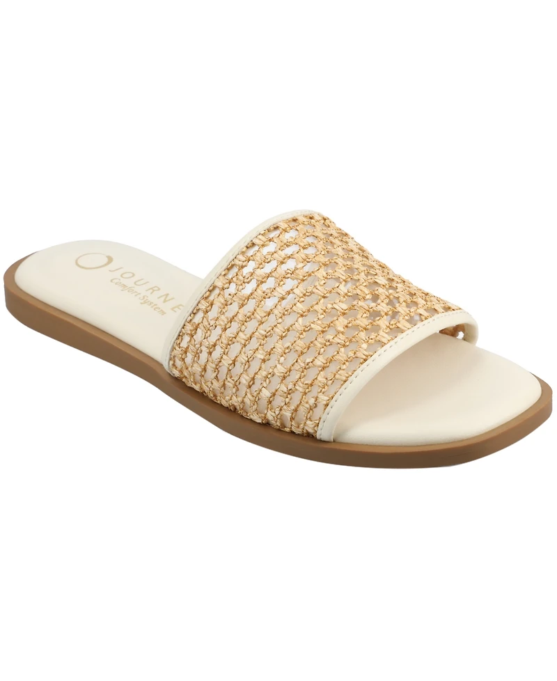 Journee Collection Women's Prisilla Single Band Slide Flat Sandals