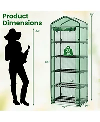 Gouun 75 in. Portable Mini Greenhouse with 5 Wire Shelves