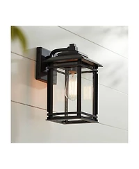 John Timberland North House Mission Outdoor Wall Light Fixture Metal Clear Glass Panels for Post Exterior Barn Deck House Porch Yard