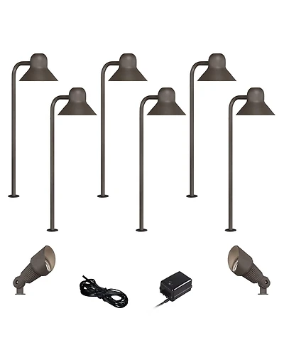 John Timberland 18 High Modern 10-Piece Outdoor Landscape Path and Spotlights Set Porch House Led Bulb Finish