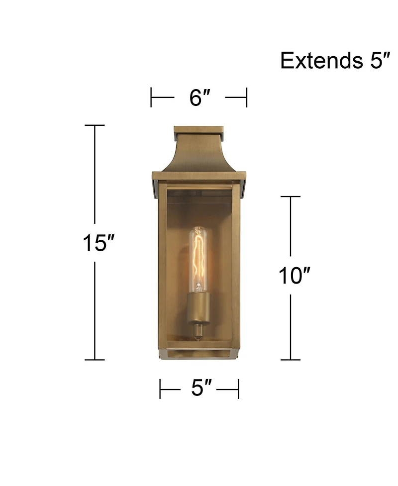 Franklin Iron Works Andres High Aged Brass Pocket Lantern Outdoor Wall Light