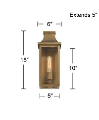 Franklin Iron Works Andres High Aged Brass Pocket Lantern Outdoor Wall Light