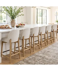 Maison Boucle 25.5" Counter Height Linen Upholstered Bar Stools Set of 6, Armless