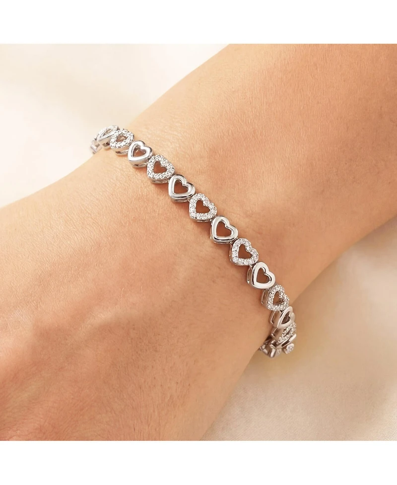 The Lovery Cz Alternating Heart Bracelet Sterling Silver