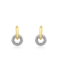The Lovery Cz Double Drop Hoop Earrings 14K Plated Sterling Silver
