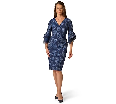 Adrianna Papell Petite V-Neck Combo Dress