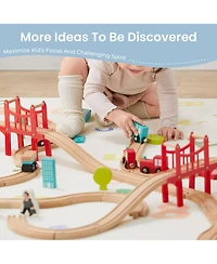 Tiny Land Wooden Train Set for Children 39 Pcs