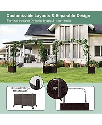 Gouun 6.6 feet Garden Arch Trellis with Planter Boxes and Lockable Wheels
