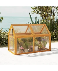 Gouun 40 x 21 x 28 inch Fir Wood Cold Frame with Adjustable Roof