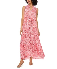 Vince Camuto Women's V-Neck Sleeveless Printed Maxi Dress