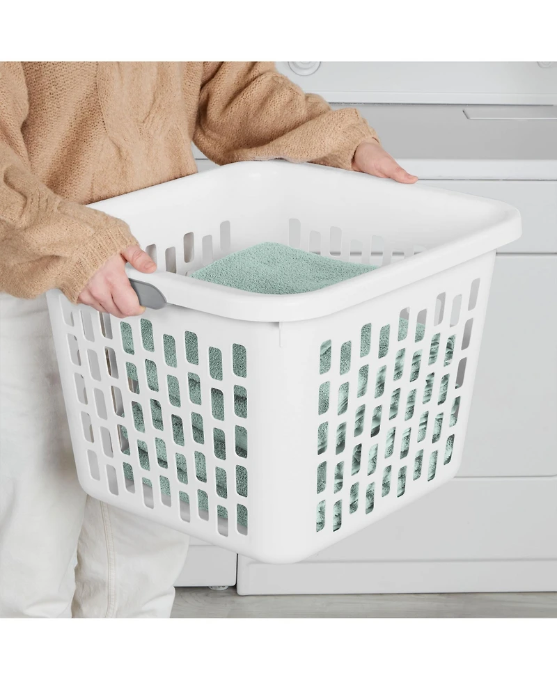 Sterilite Laundry Basket, 1.5 Bushel Plastic Hamper with Handles, 6 Pack
