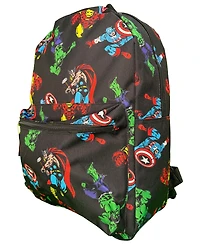 Marvel Avengers All Over Print Black 16" Nylon School Backpack for Boys, with a front Pocket