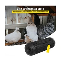Sugift 24 in x 50 feet Galvanized Hardware Cloth 1 x 1 in Mesh Welded Wire Fence