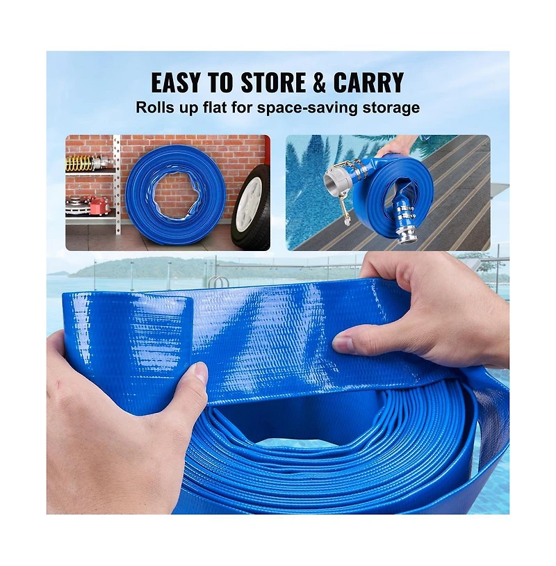 Sugift 2 Inches x 50 Feet Pool Drain Hose, Backwash Hose Clamps Included