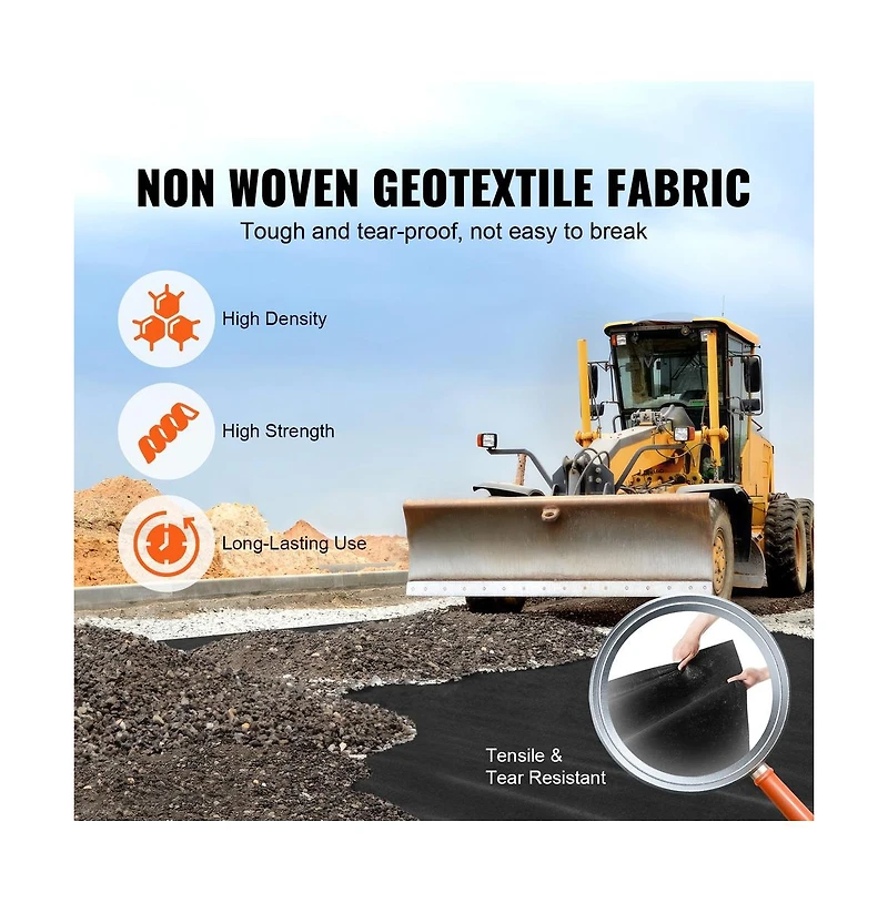 Sugift 6 x 50 feet Non Woven Geotextile Fabric 8 oz Driveway Underlayment