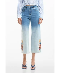 Desigual Women's Embroidered culotte jeans