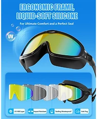 Gnuadz Swim Goggles Adult Wide View Anti-fog Uv Protection 2 Pack