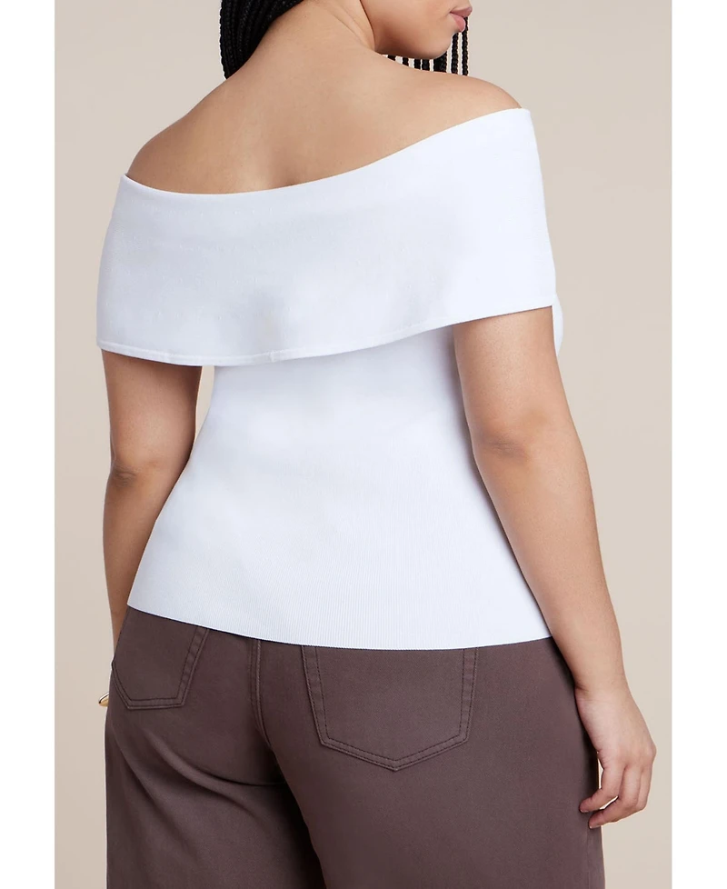 Eloquii Women's Twisted Off The Shoulder Sweater