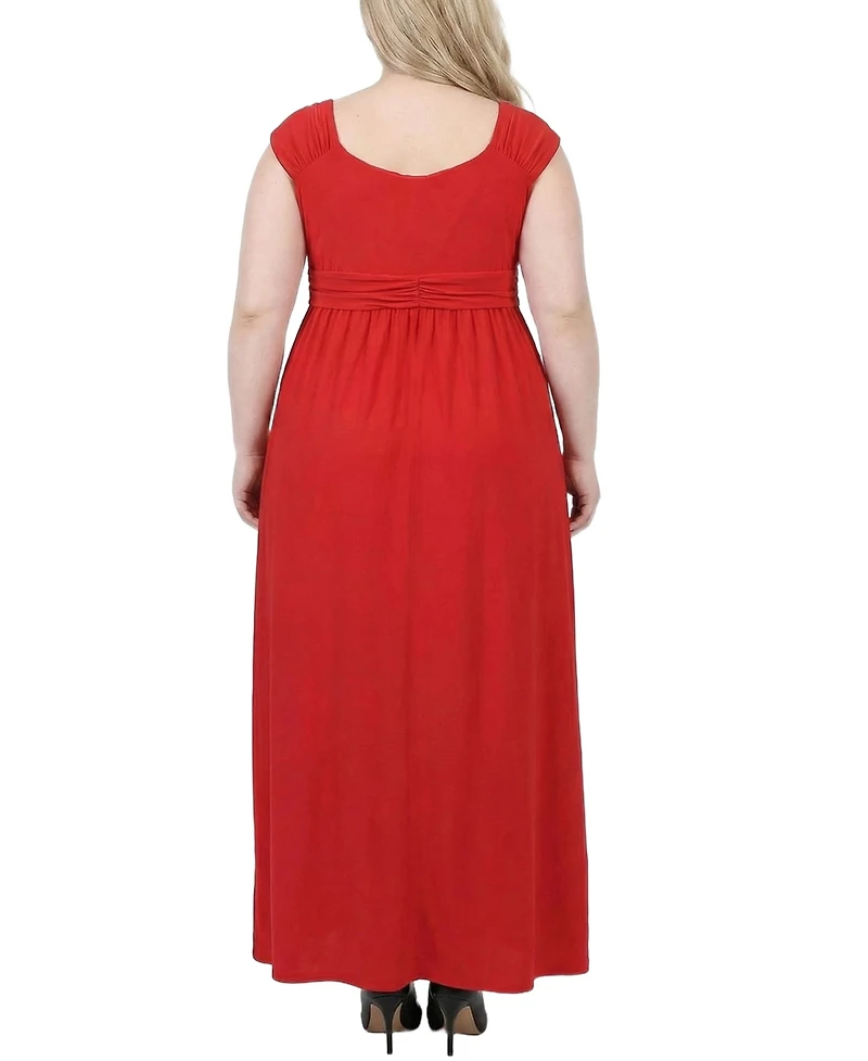 Ny Collection Plus Ruched Empire Maxi Dress