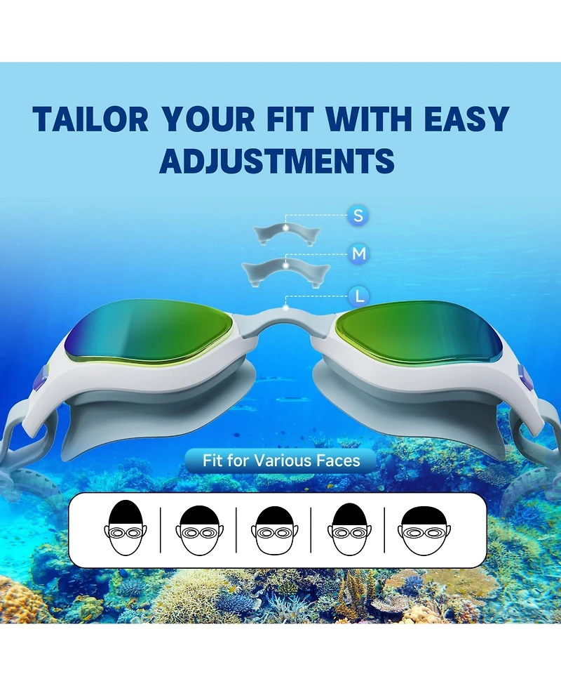 Gnuadz Swim Goggles Anti-fog Uv Protection Leak-proof Adult Wide View