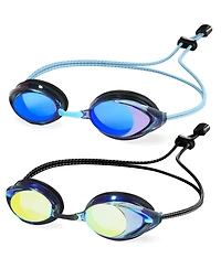 Gnuadz 2pieces Racing Swim Goggles Adult 180degree(s) Panoramic Bungee Strap No Leak