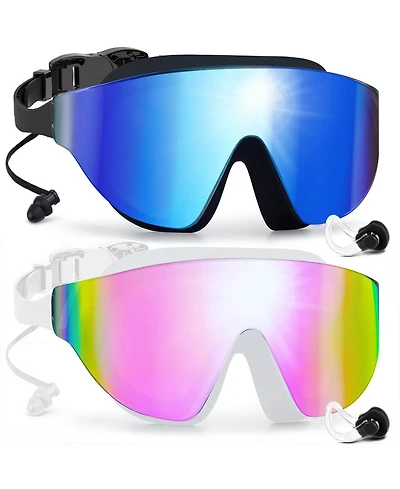 Gnuadz 2 Pack Swim Goggles Rimless Wide View Anti-fog Uv Protection No Leaking