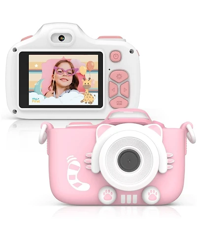 myFirst Camera 3 (Pink) Kids Digital Camera, Video Camera for Toddlers, 16MP 1080HD Video, MicroSD Card, Selfie & Macro Lens, Safety Neck Lanyard Gift