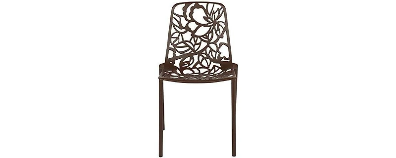 LeisureMod Devon Patio Dining Chair, Aluminum Stackable Design Side Weather Resistant Metal No Assembly, Uv Protected