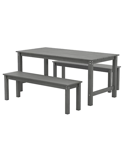 Slickblue 3 Pieces Outdoor Dining Table Set with 2 Benches.