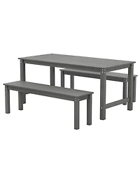 Slickblue 3 Pieces Outdoor Dining Table Set with 2 Benches.