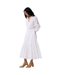 Reistor Women's Reisto Embroidered Flowy Tiered Maxi Dress