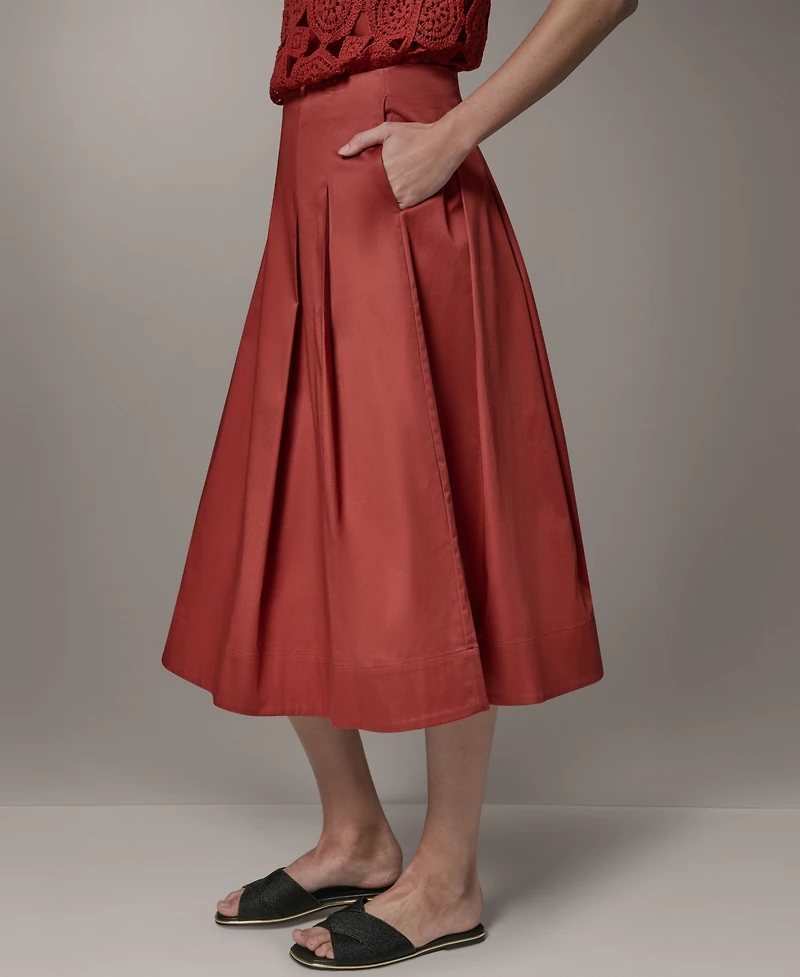 Donna Karan New York Women's Back Zipper Pleated Midi Skirt