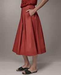 Donna Karan New York Women's Back Zipper Pleated Midi Skirt