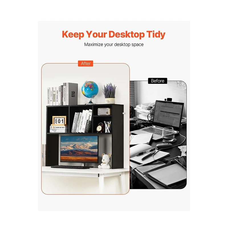 Sugift 1 Tier Desktop Bookshelf in Office Storage Organizer