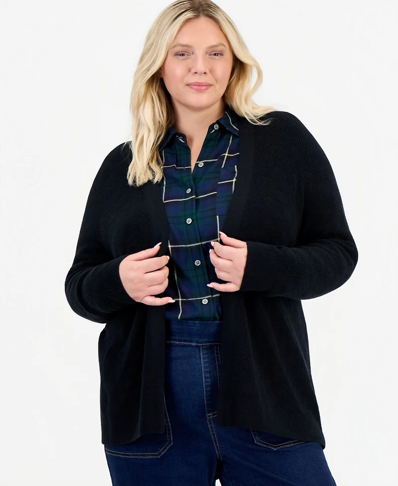 Style & Co Plus Textured Open-Front Cardigan, Macy's Exclusive