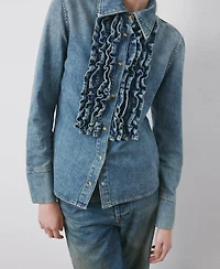 Mango Women's Ruffled Denim Shirt