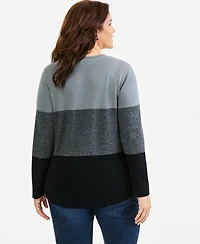 Style & Co Plus Colorblocked Curved-Hem Sweater, Macy's Exclusive