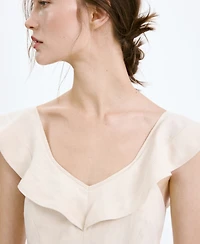 Mango Women's Ruffled Linen Dress