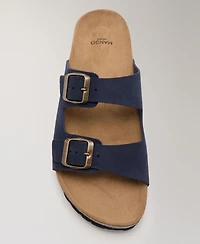 Mango Women's Double-Buckle Leather Sandals