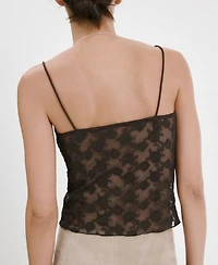 Mango Women's Floral Lace Top