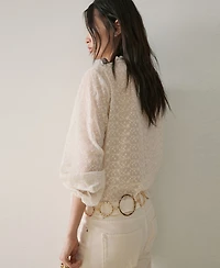 Mango Women's Ruffled Embroidered Blouse