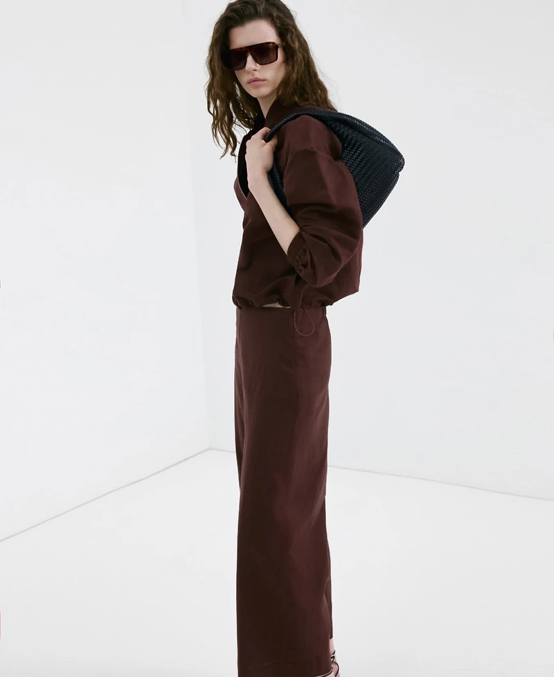 Mango Women's Straight Linen-Blend Pants