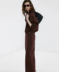 Mango Women's Straight Linen-Blend Pants