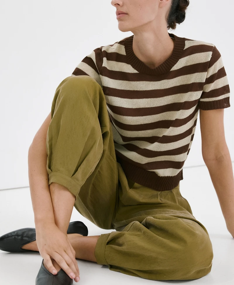 Mango Women's Crop Striped Sweater