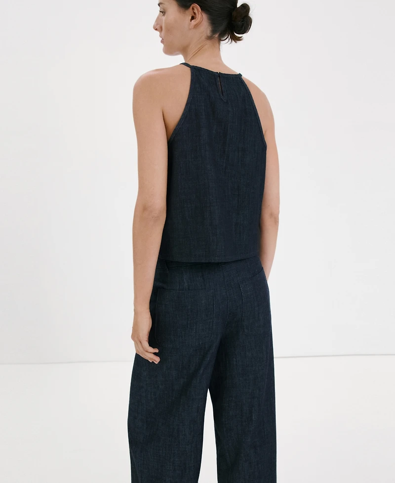 Mango Women's Halter-Neck Denim Top