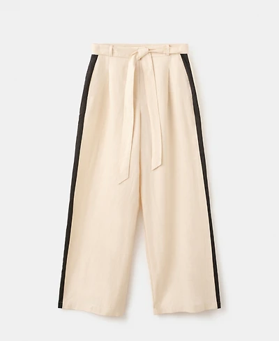 Mango Women's Contrast Stripe Linen Trousers