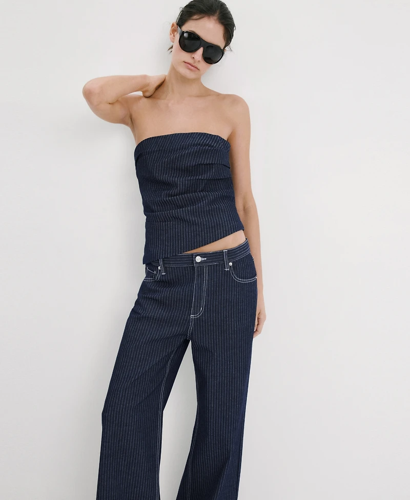 Mango Women's Straight Striped Jeans
