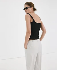 Mango Women's Fitted Square-Neck Top