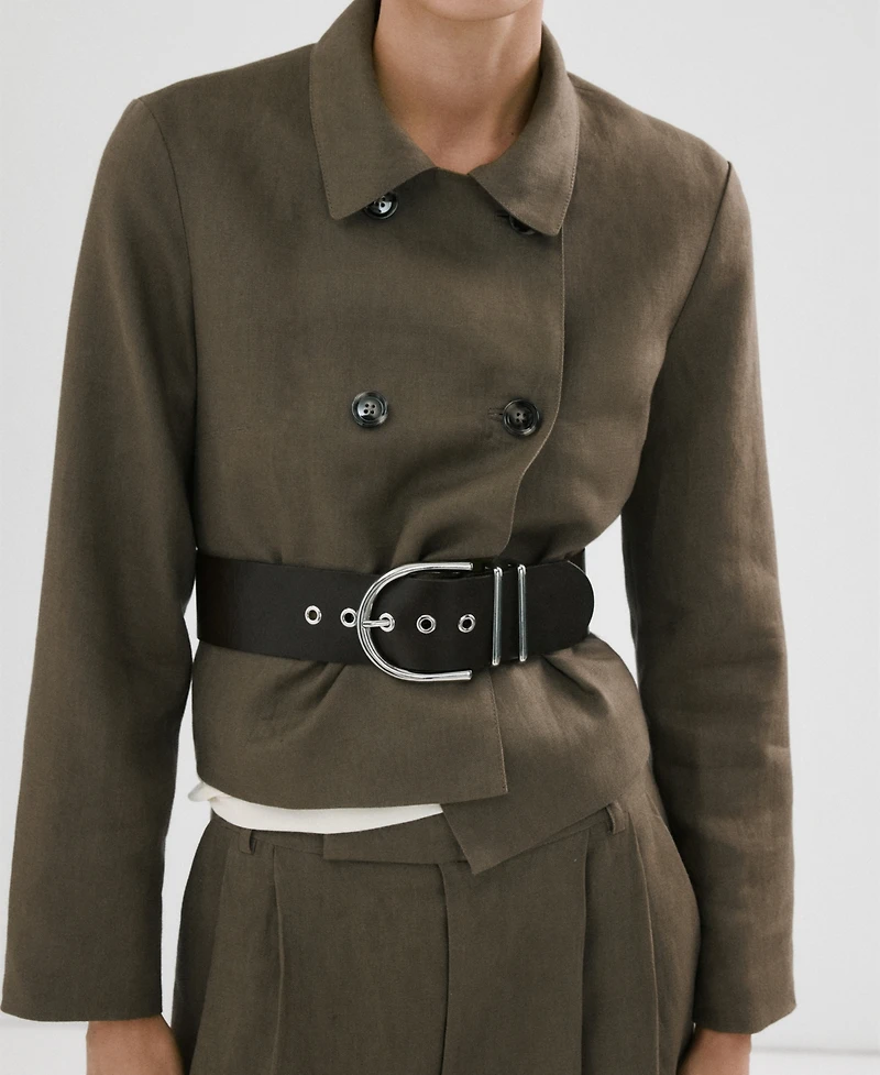 Mango Women's Double-Breasted Linen Jacket