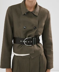 Mango Women's Double-Breasted Linen Jacket